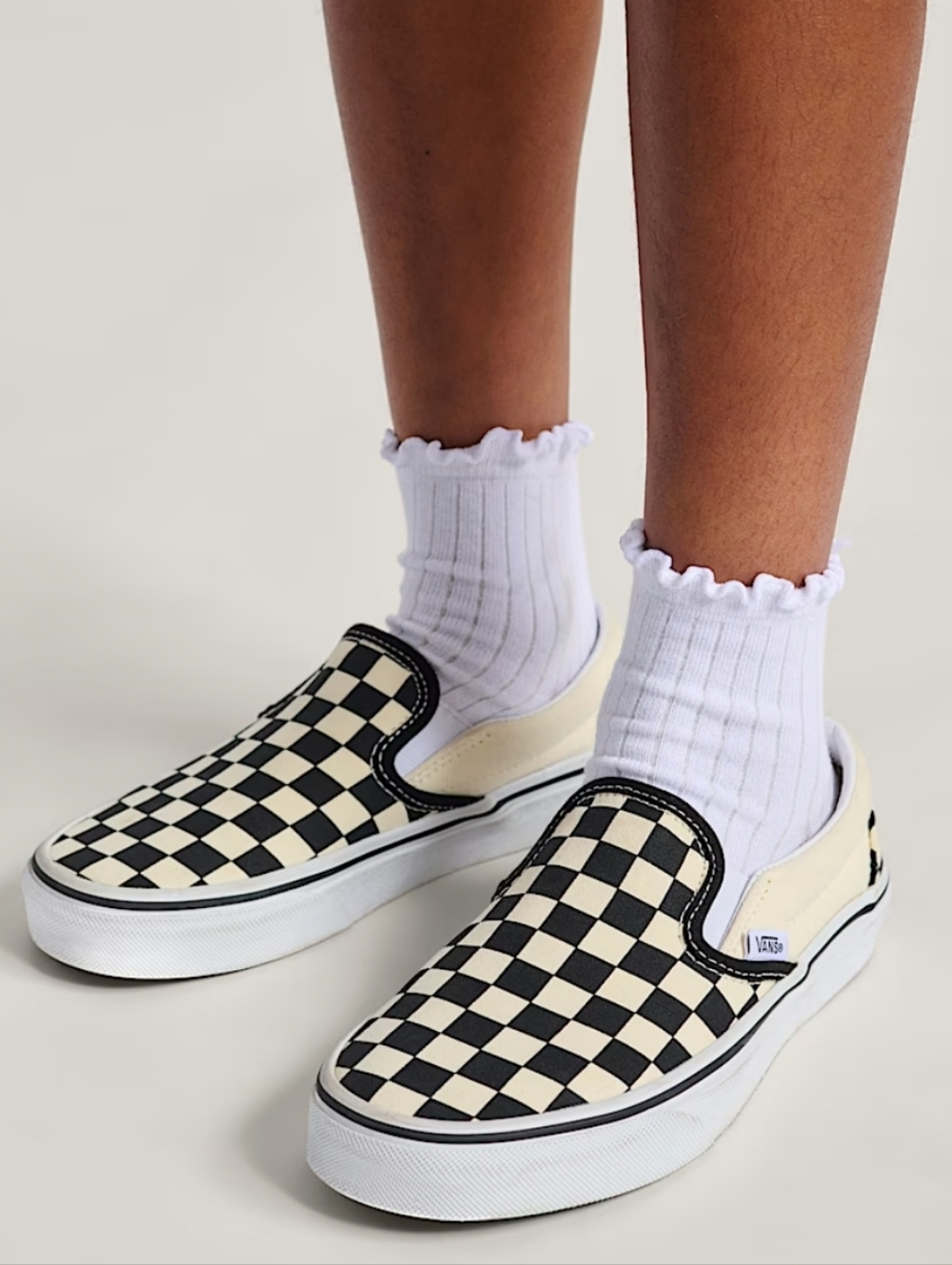 Vans Checkerboard Slip On Size Youth 4 Black Off White Sneakers Canvas Unisex